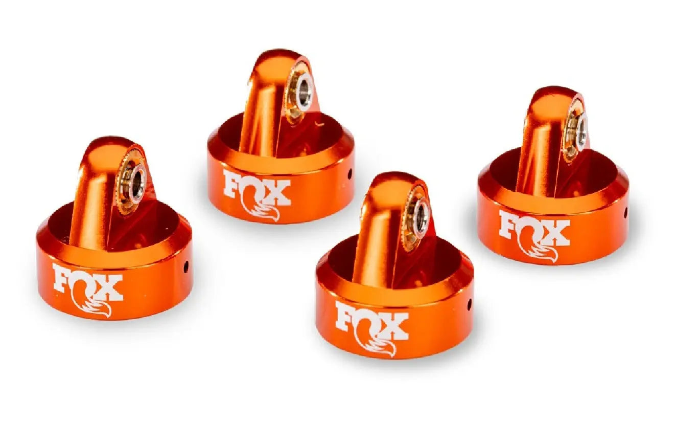 Bouchons d'amortisseurs en aluminium orange Fox GTR (4) - Traxxas 8465 - Breizh Modélisme.