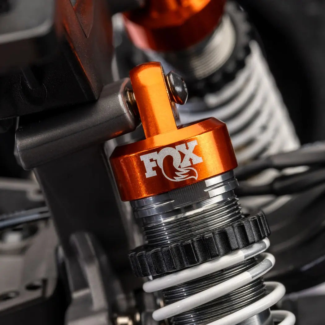 Bouchons d'amortisseurs en aluminium orange Fox GTR (4) - Traxxas 8465 - Breizh Modélisme.
