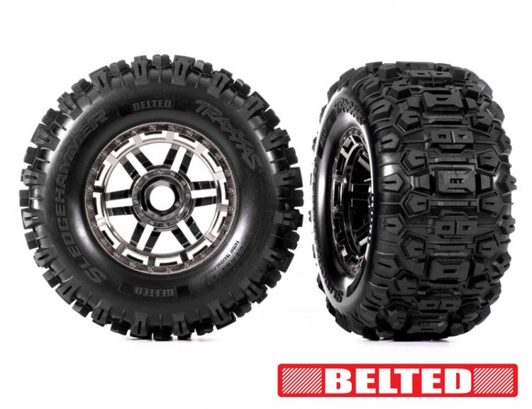 2 roues Sledgehammer Belted WideMaxx 17mm noir chromé - Traxxas 8979A