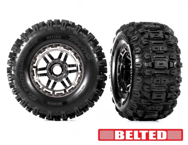 2 roues Sledgehammer Belted WideMaxx 17mm noir chromé - Traxxas 8979A