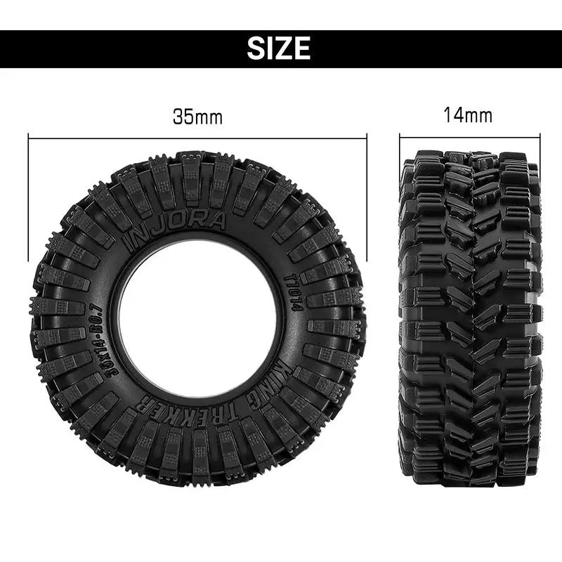 4 pneus Injora 0.7" 35*14mm King Trekker pour 1/30 SCX30