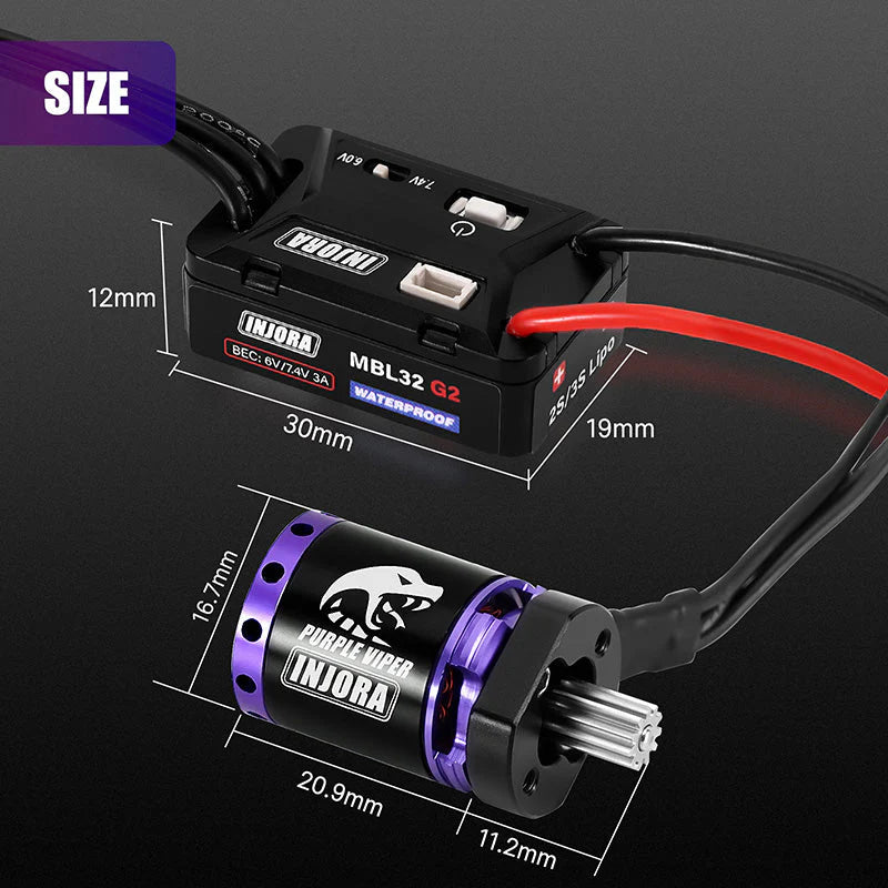 ESC brushless étanche MBL32 G2 et moteur Purple Viper 1721 pour TRX4M 1/18 - MBL32G2-INM19-4M - Breizh Modélisme.