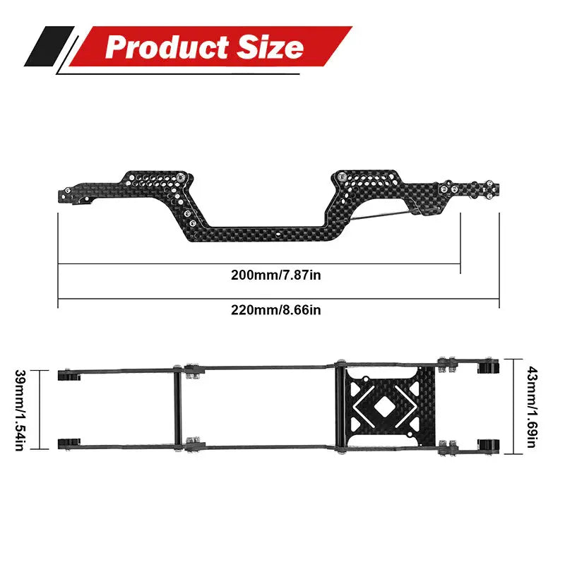 Kit de châssis universel INJORA LCG pour mise à niveau TRX4M 1/18 (aluminium) - Breizh Modélisme.