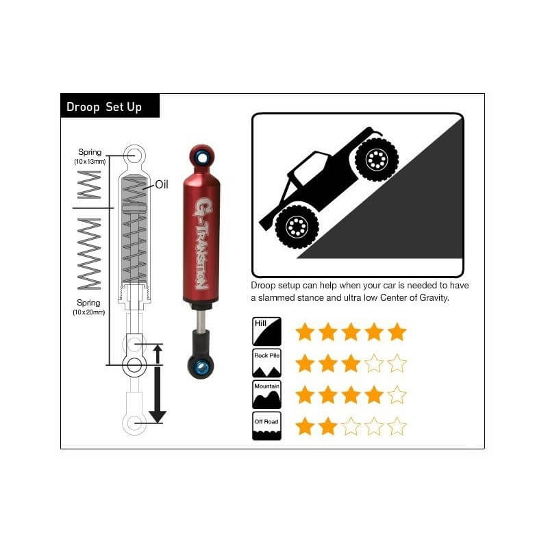 4 Amortisseurs G-Transition Rouge 90mm pour crawler 1/10 GM20601