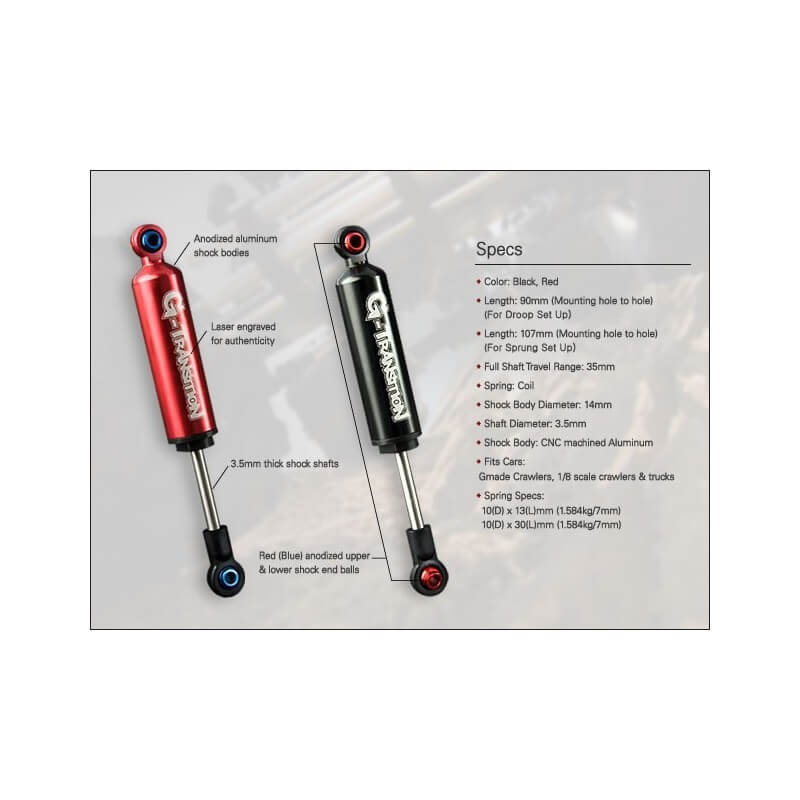 4 Amortisseurs G-Transition Rouge 90mm pour crawler 1/10 GM20601