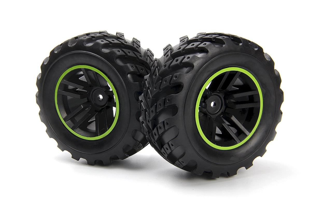 Roues et pneus BLACKZON Spryte assemblés (noir/vert) - 540324 - Breizh Modélisme.