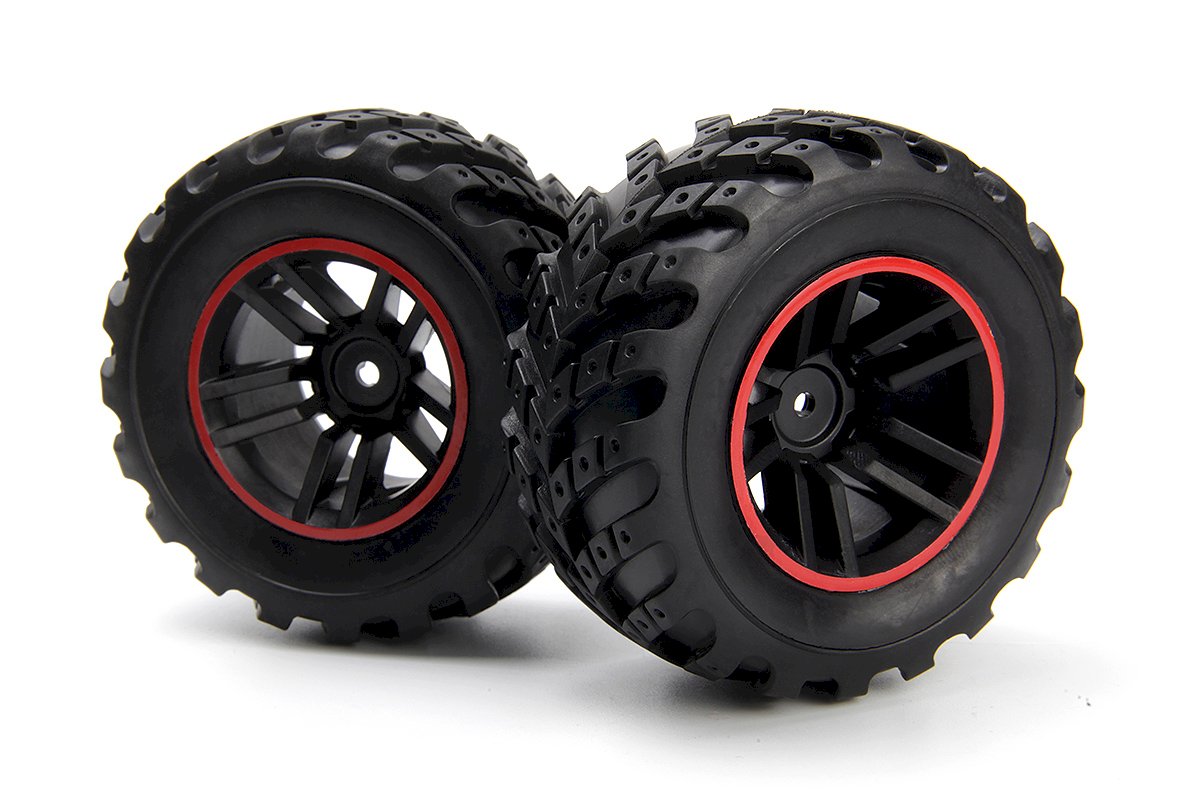 Roues et pneus BLACKZON Spryte assemblés (noir/rouge) - 540326 - Breizh Modélisme.