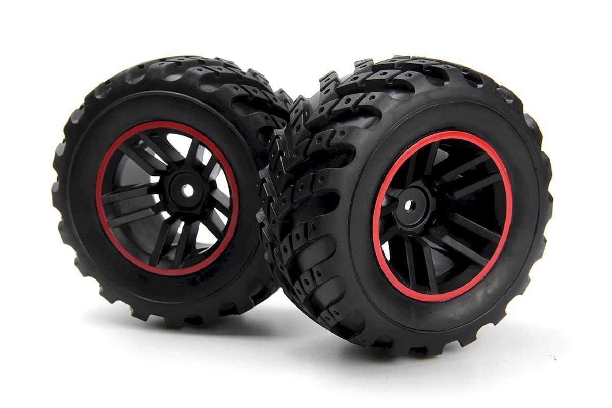 Roues et pneus BLACKZON Spryte assemblés (noir/rouge) - 540326 - Breizh Modélisme.