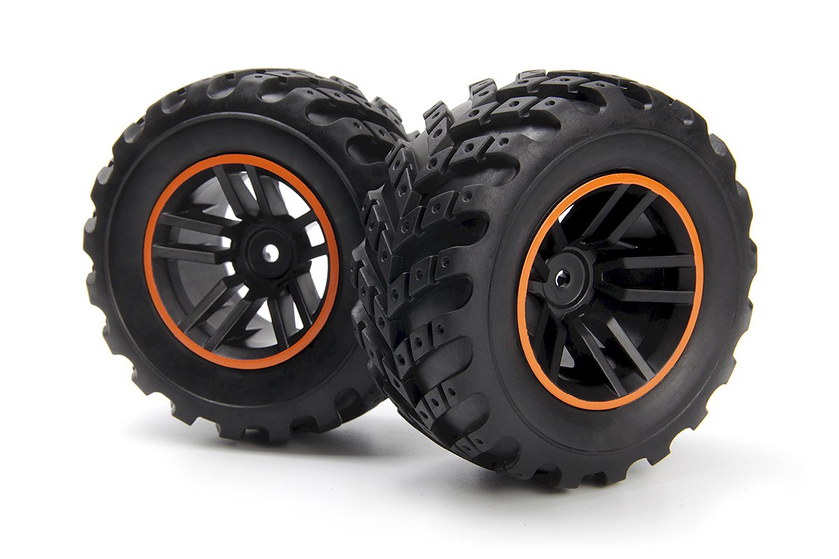Roues et pneus BLACKZON Spryte assemblés (noir/orange) - 540327 - Breizh Modélisme.