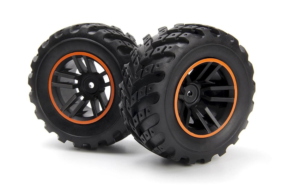 Roues et pneus BLACKZON Spryte assemblés (noir/orange) - 540327 - Breizh Modélisme.
