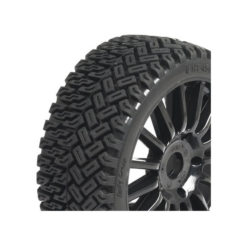 2 Pneus Rallycross avec jantes noire - Hobbytech HTR-T454B