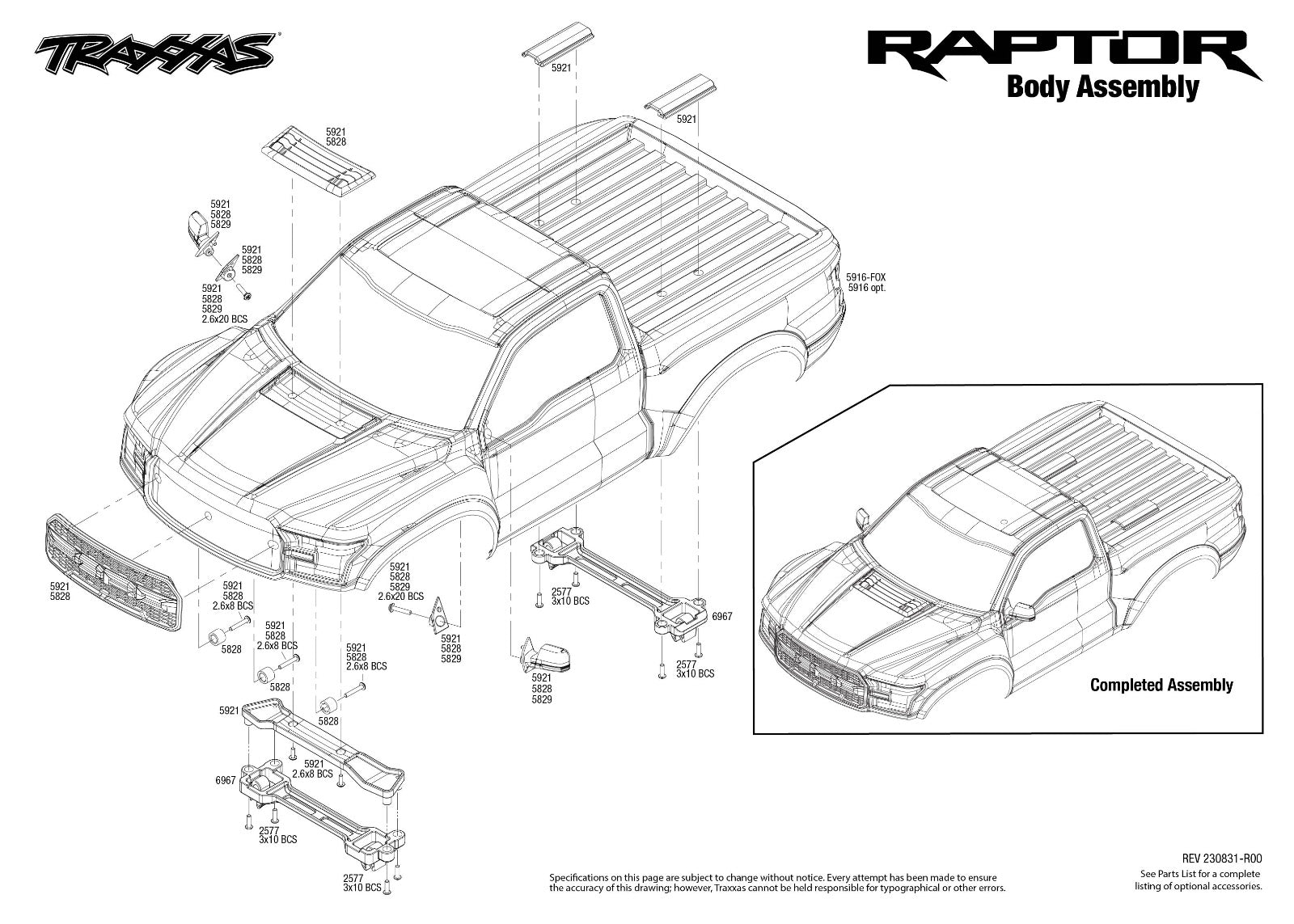 Traxxas Ford Raptor F-150 FOX 4X2 charbon clipless - 58094-8-FOX