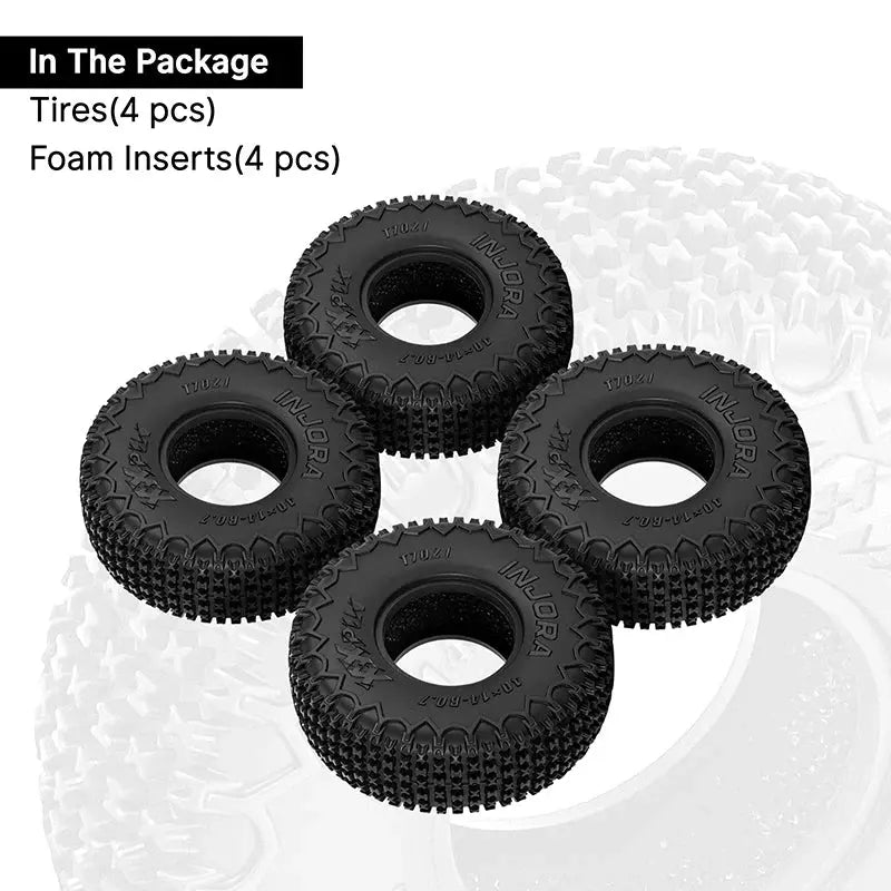 4 pneus Injora 0.7 "40*14mm XHX Pin pour 1/30 SCX30
