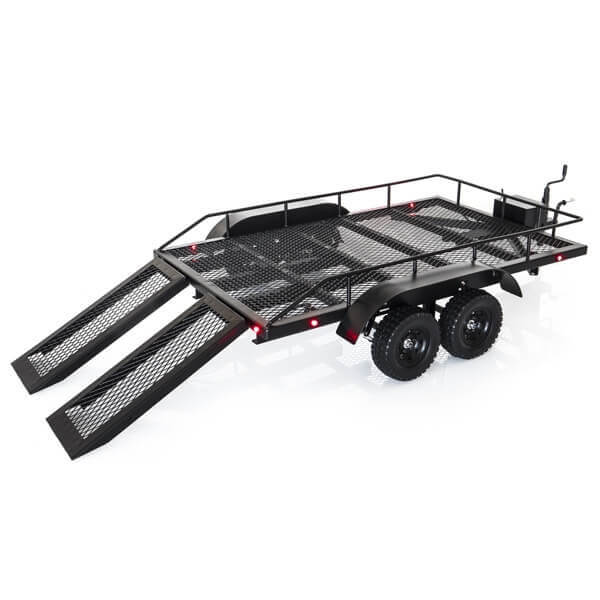 Trailer Remorque en acier double essieu avec kit Led (550x335mm) - Amewi 22197
