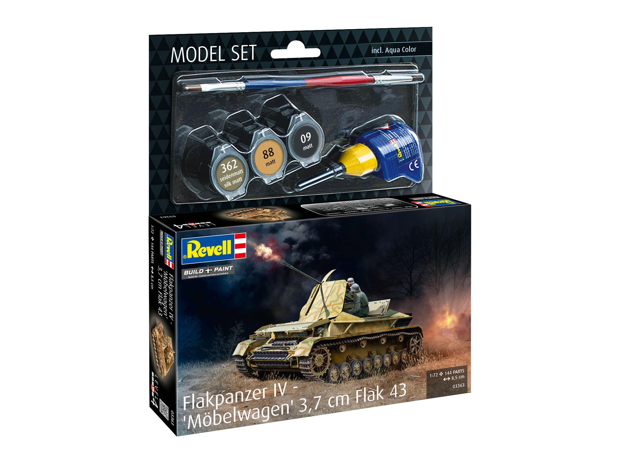 Maquette militaire Revell 63363 Flakpanzer IV "Möbelwagen" 3.7cm Flak avec accessoires de base