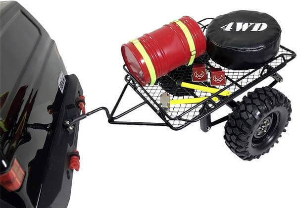 Remorque Tout Terrain en acier simple essieu - Accessoires pour crawler 1/10