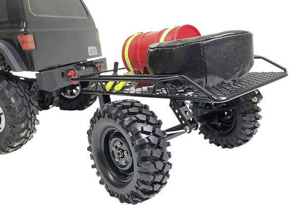 Remorque Tout Terrain en acier simple essieu - Accessoires pour crawler 1/10