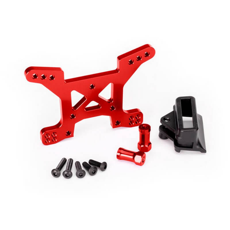 Support d'amortisseurs AV alu rouge Rustler 4x4 VXL Traxxas 6739R