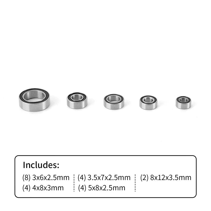 Kit de roulements en acier scellés INJORA pour TRX4M 1/18 (22 pcs) - 4M-03BK - Breizh Modélisme.