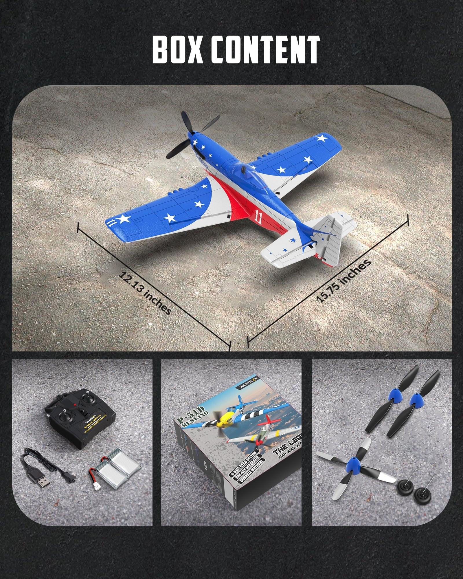 Avion RC débutant V761-5 Volantex Mustang édition América avec stabilisateur de vol