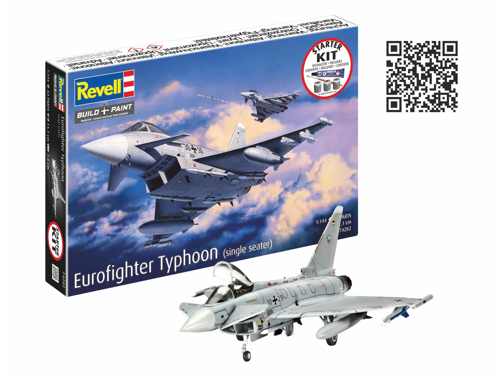 Maquette Revell Starter kit 74282 Eurofighter Typhoon (single seater) avec accessoires de base