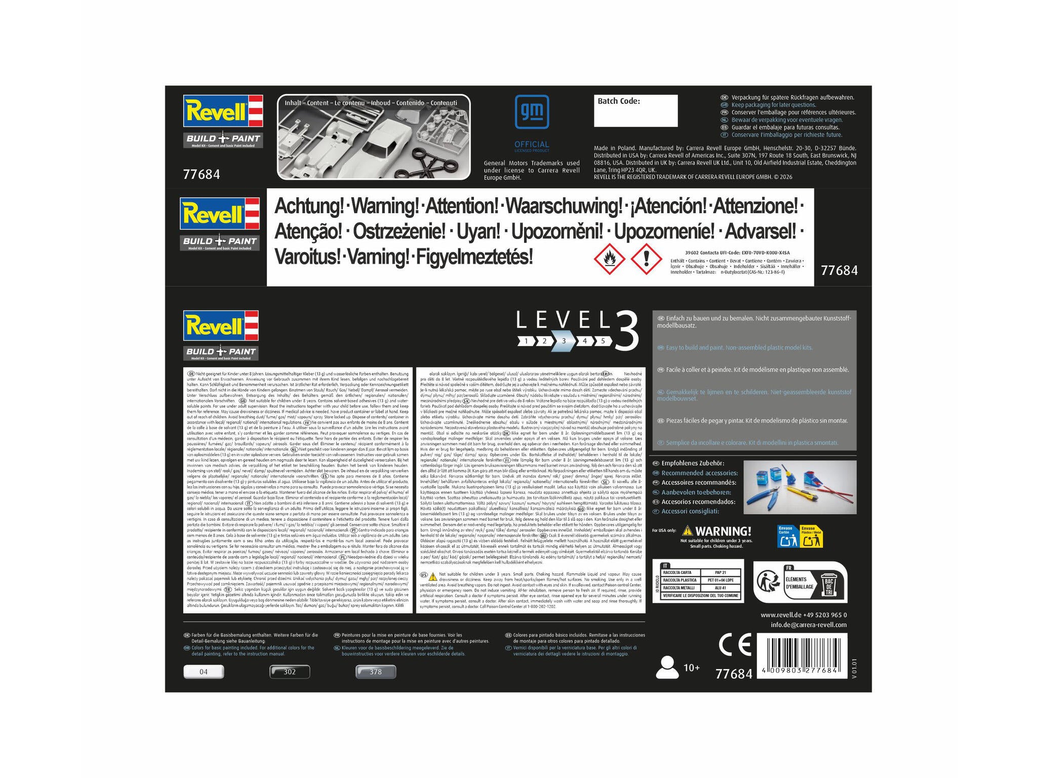 Maquette Revell Starter kit 77684 Corvette C3 avec accessoires de base