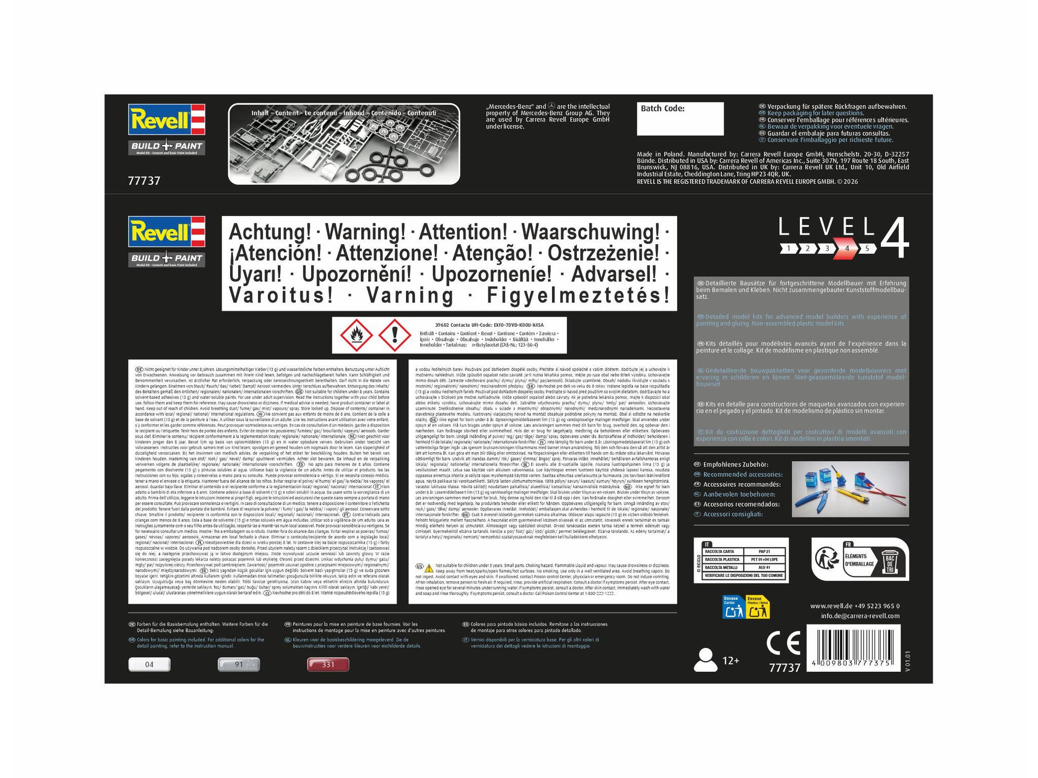 Maquette Revell Starter kit 77737 Mercedes-Benz SSKL avec accessoires de base