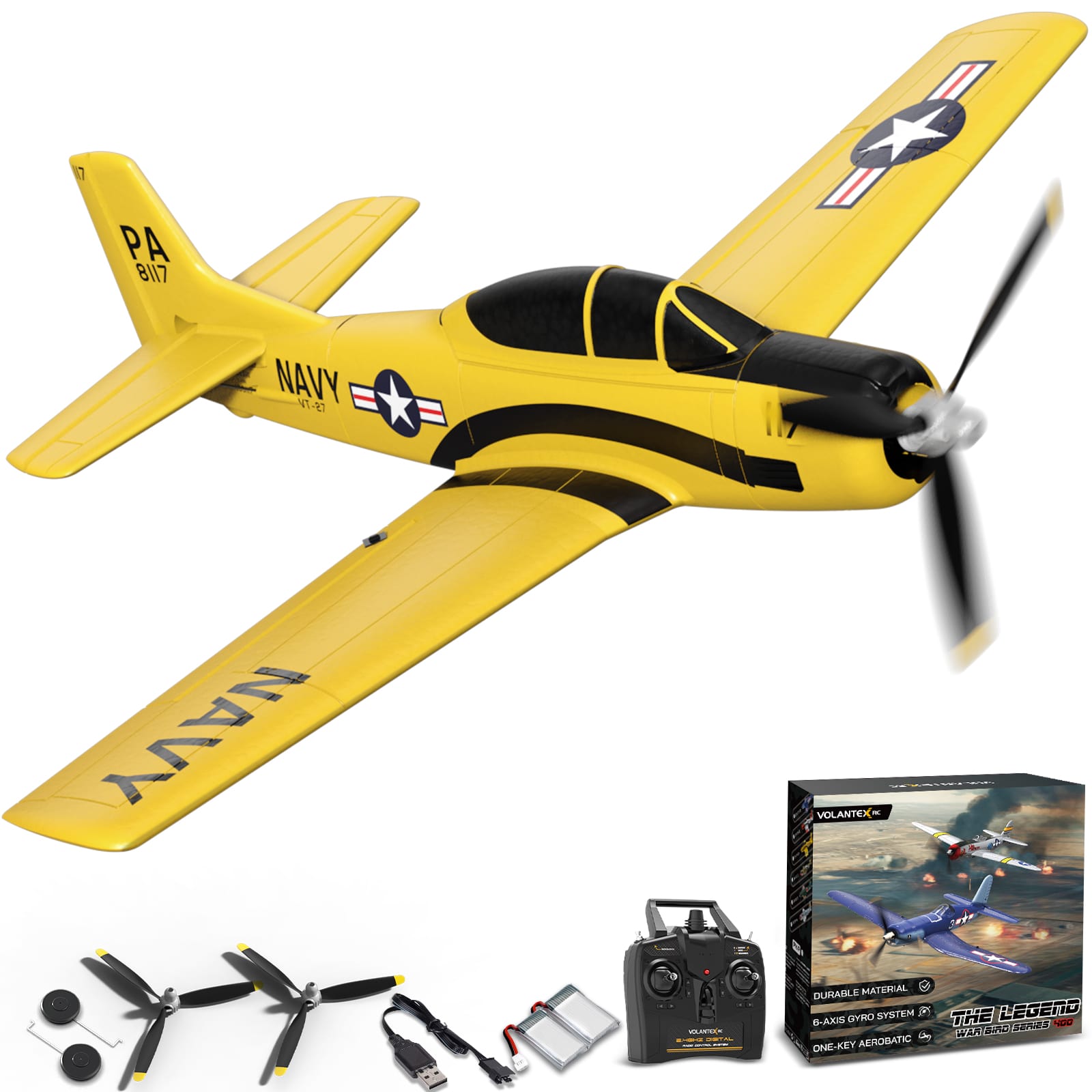 Avion V761-9Y Volantex Trojan T-28 avec stabilisateur de vol