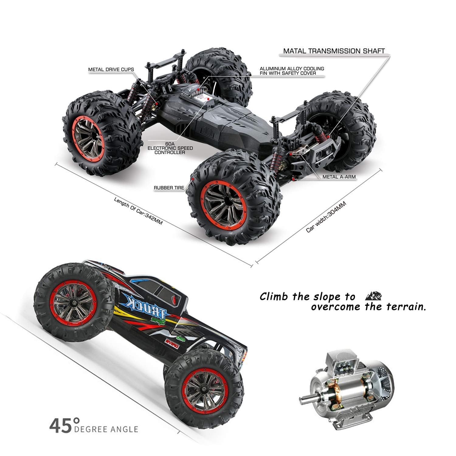 Voiture télécommandée Monster Truck Sprint 4WD RTR - 46km/h - 9125