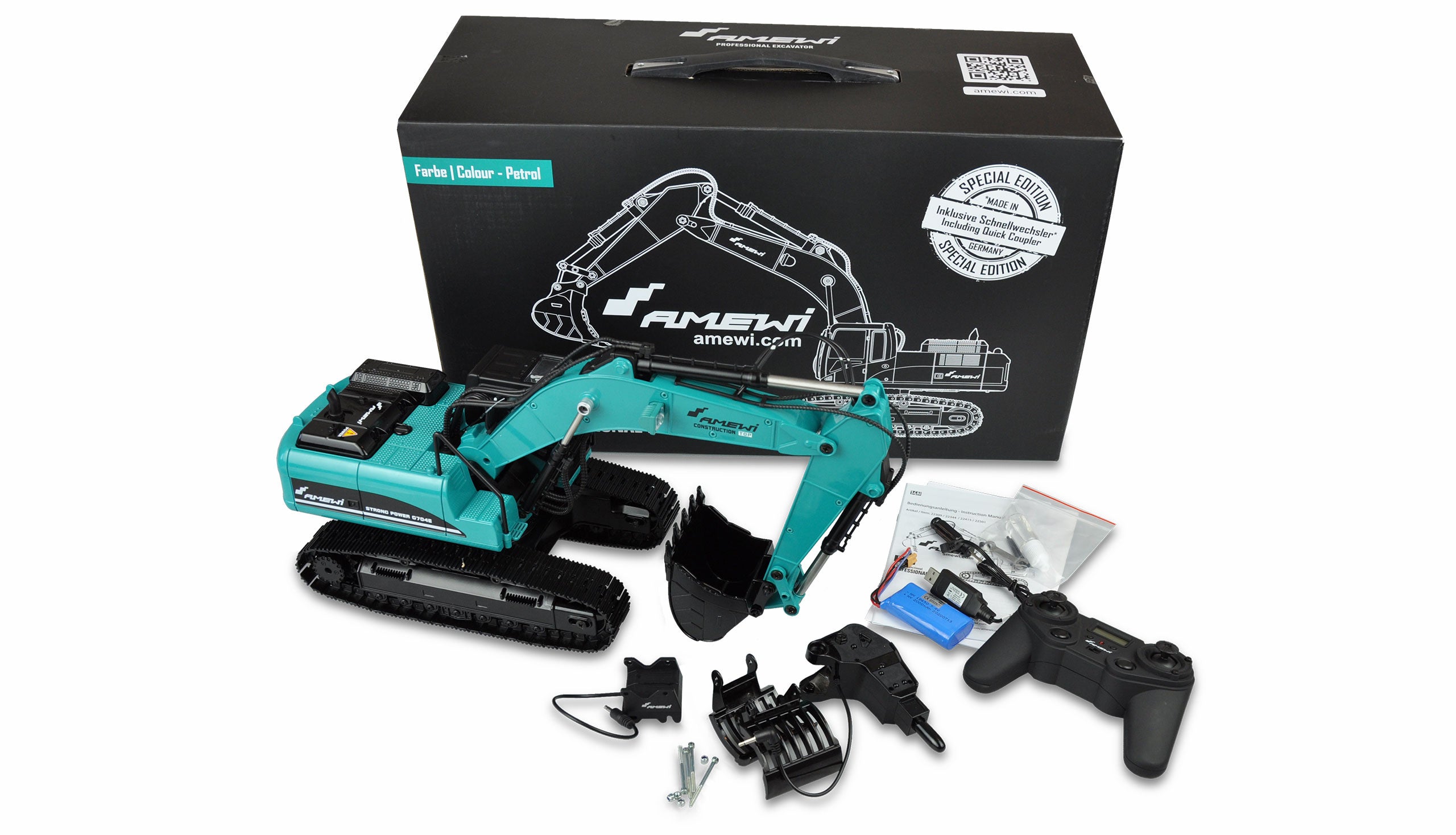 Pelleteuse RC en Métal de chantier G704E série PETROL" 1/14 RTR - Amewi 22501"