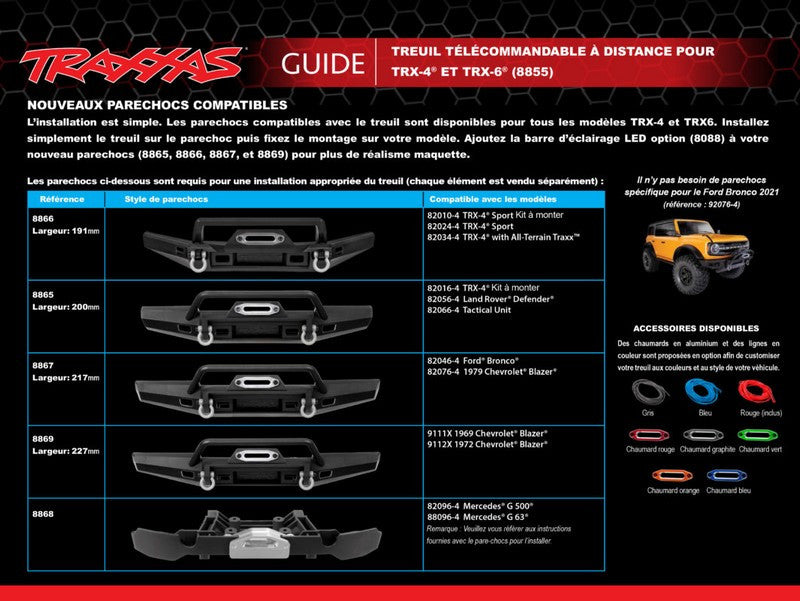 Treuil avec télécommande Traxxas 8855 pour TRX4 / TRX6 / Bronco 2021