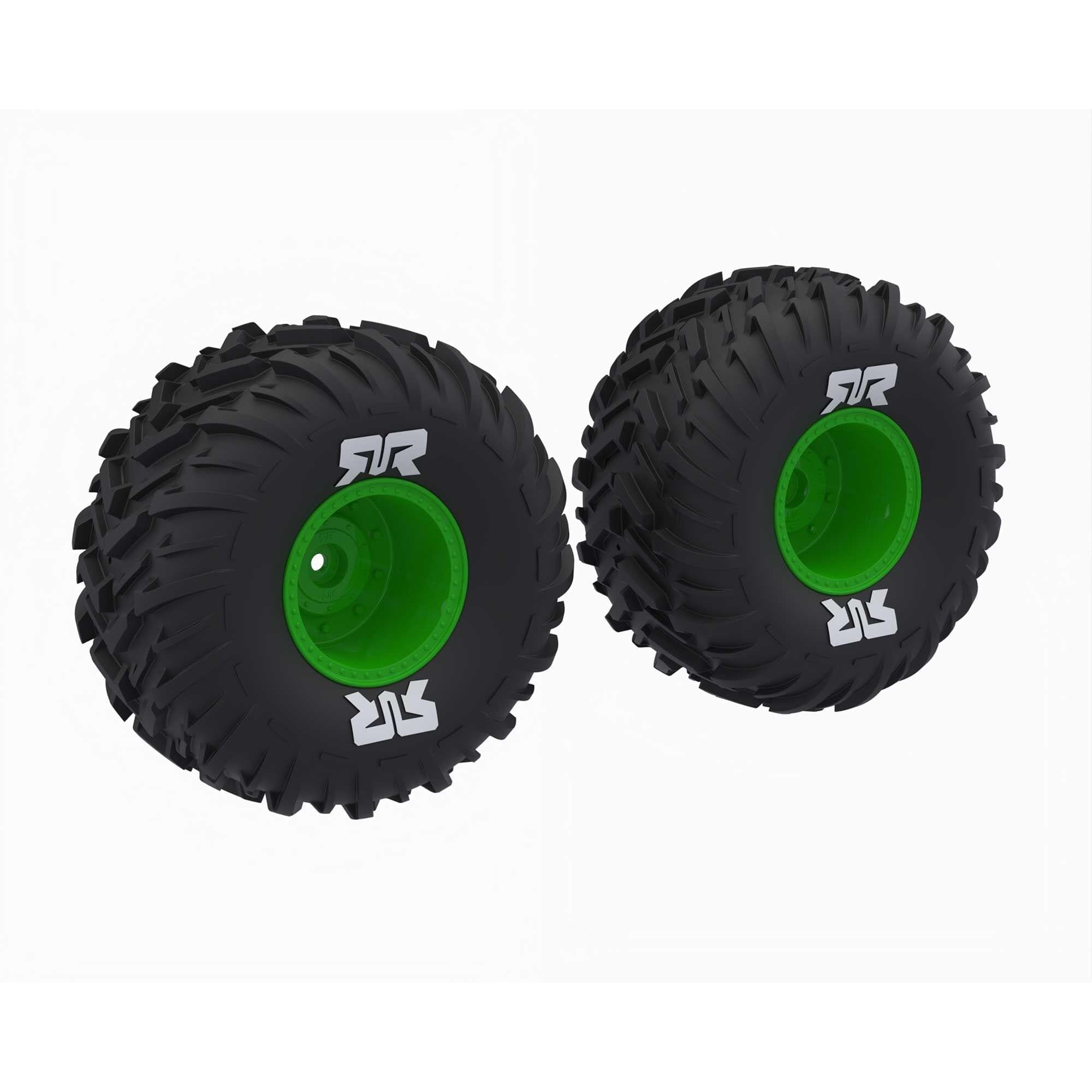 Jeu de pneus dBoots Chevron MT collés vert Quake/Gorgon GROM - ARA-2575 - Breizh Modélisme.