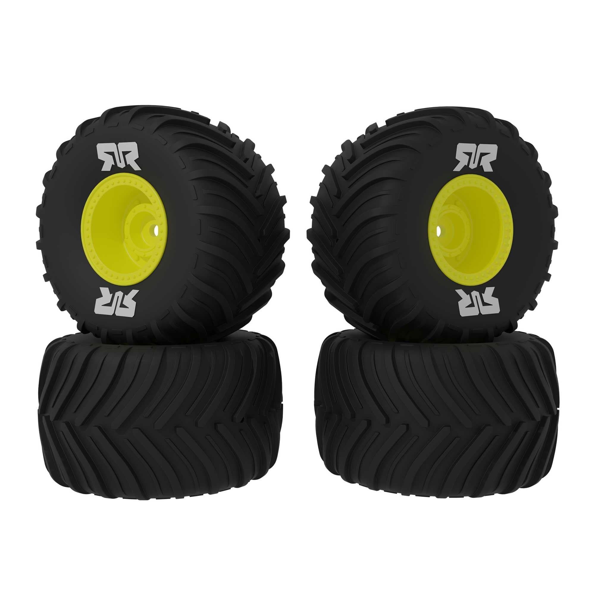 4 roues Arrma Grom Quake/Gorgon dBoots Chevron MT collés jaune - ARA-2584