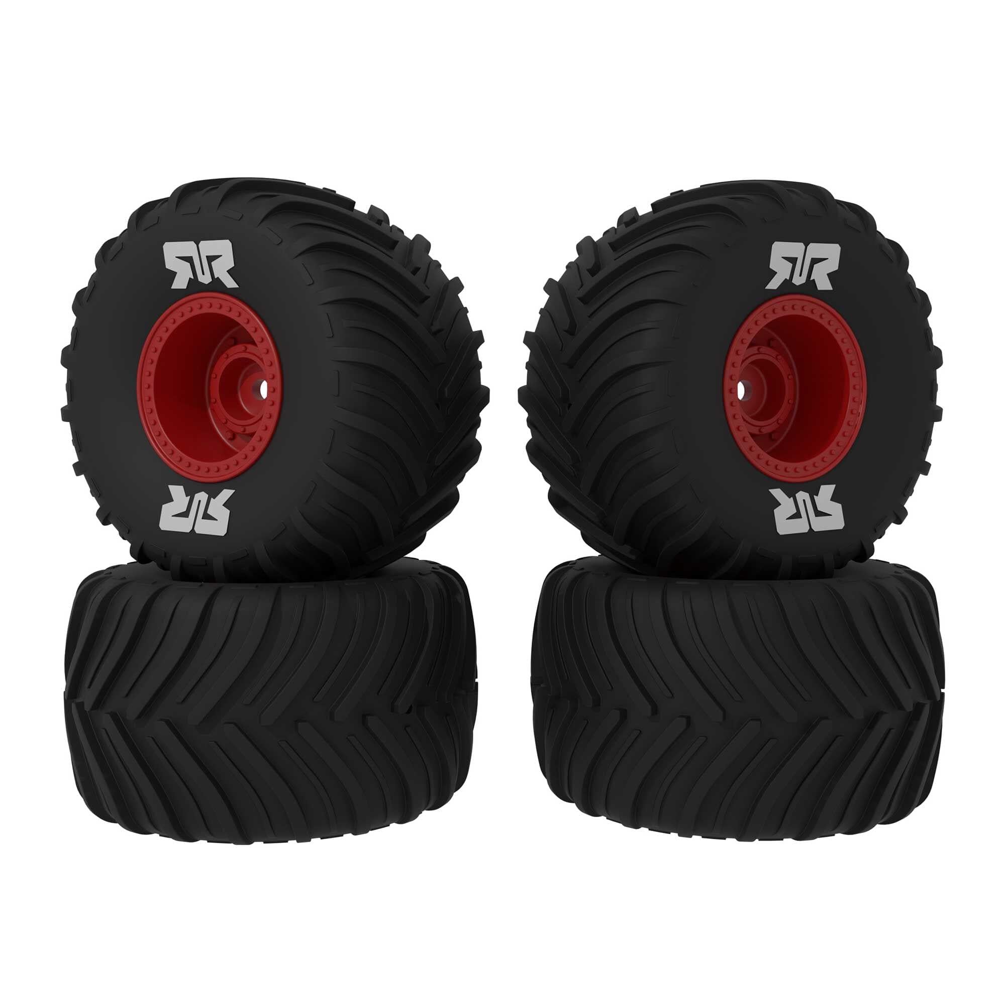 4 roues Arrma Grom Quake/Gorgon dBoots Chevron MT collés rouge - ARA-2585