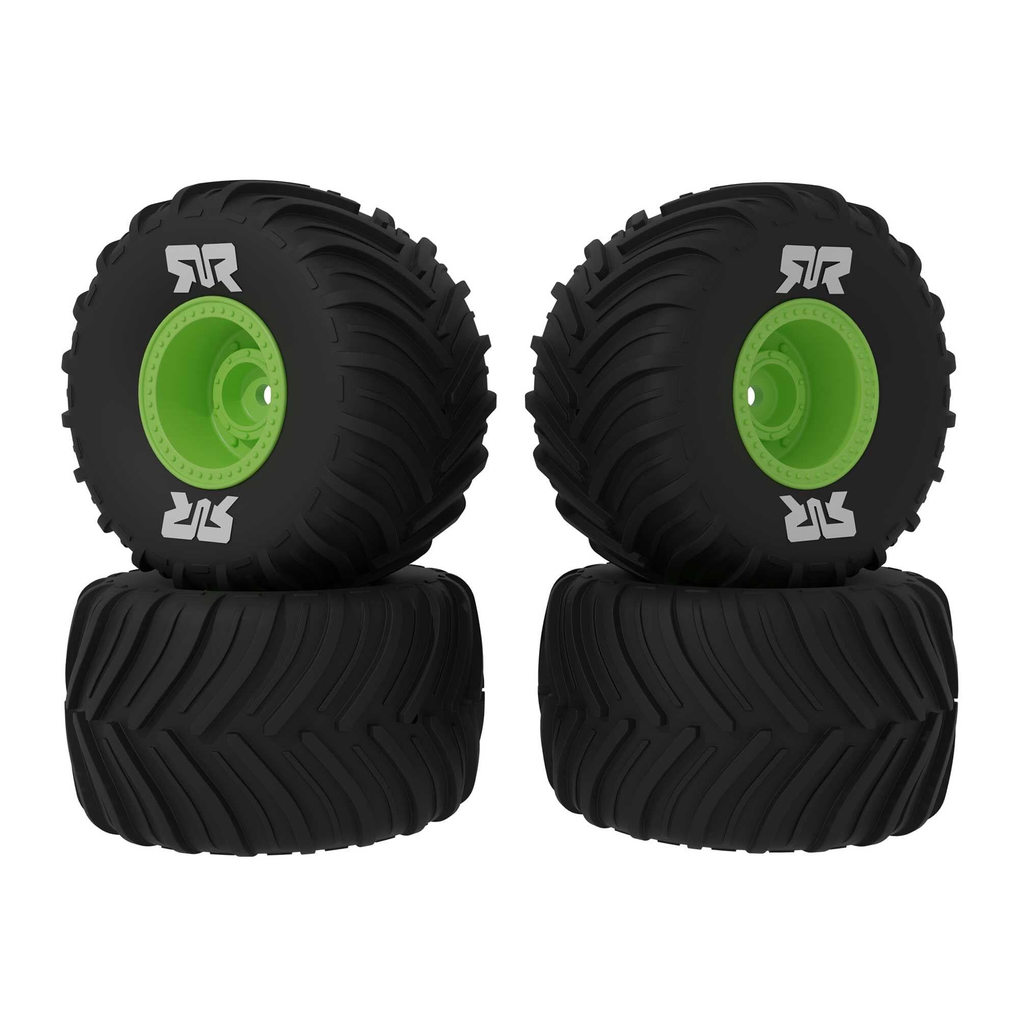 4 roues Arrma Grom Quake/Gorgon dBoots Chevron MT collés vert - ARA-2610