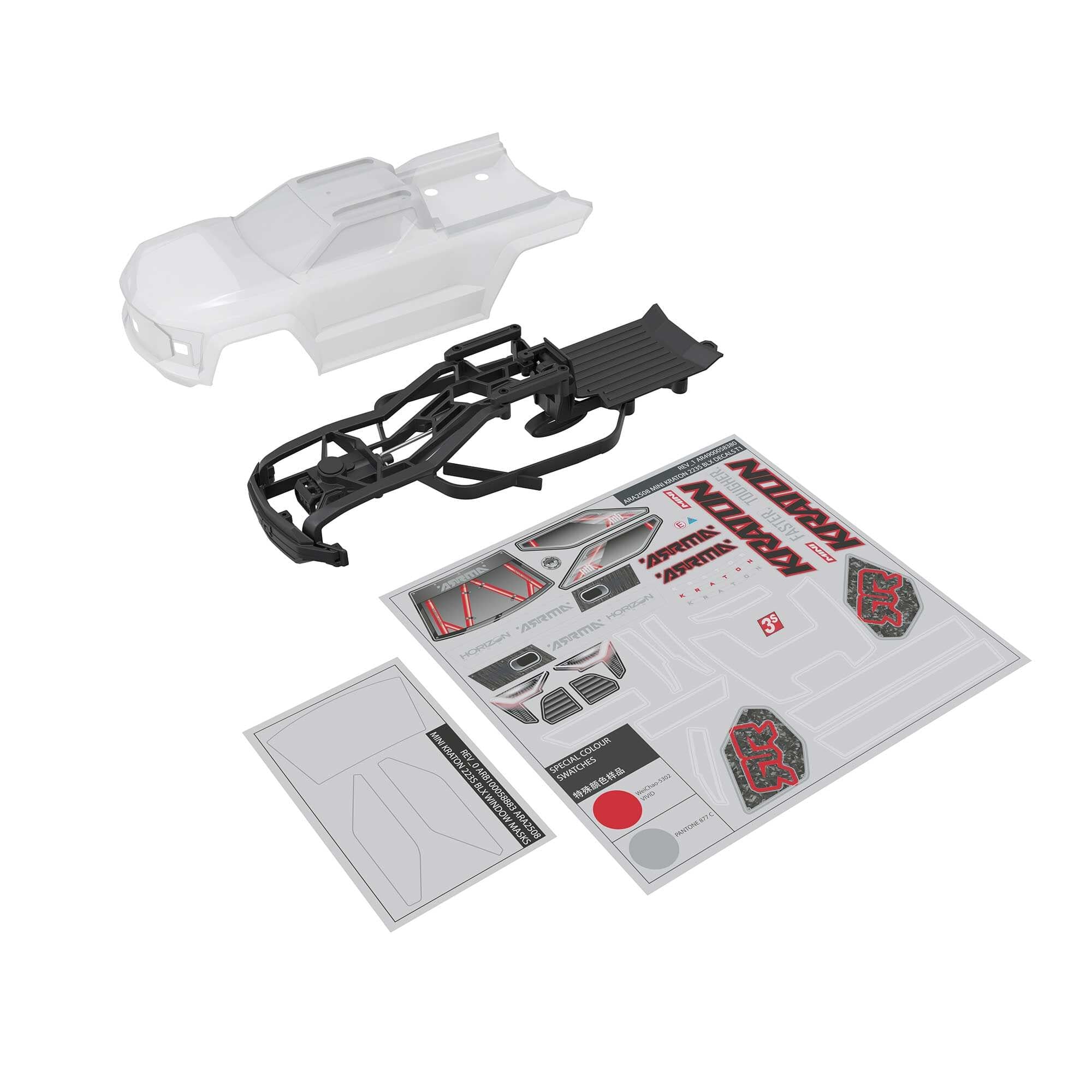 ARA-2651 - Carrosserie avec support à peindre Arrma Mini Kraton 1/16