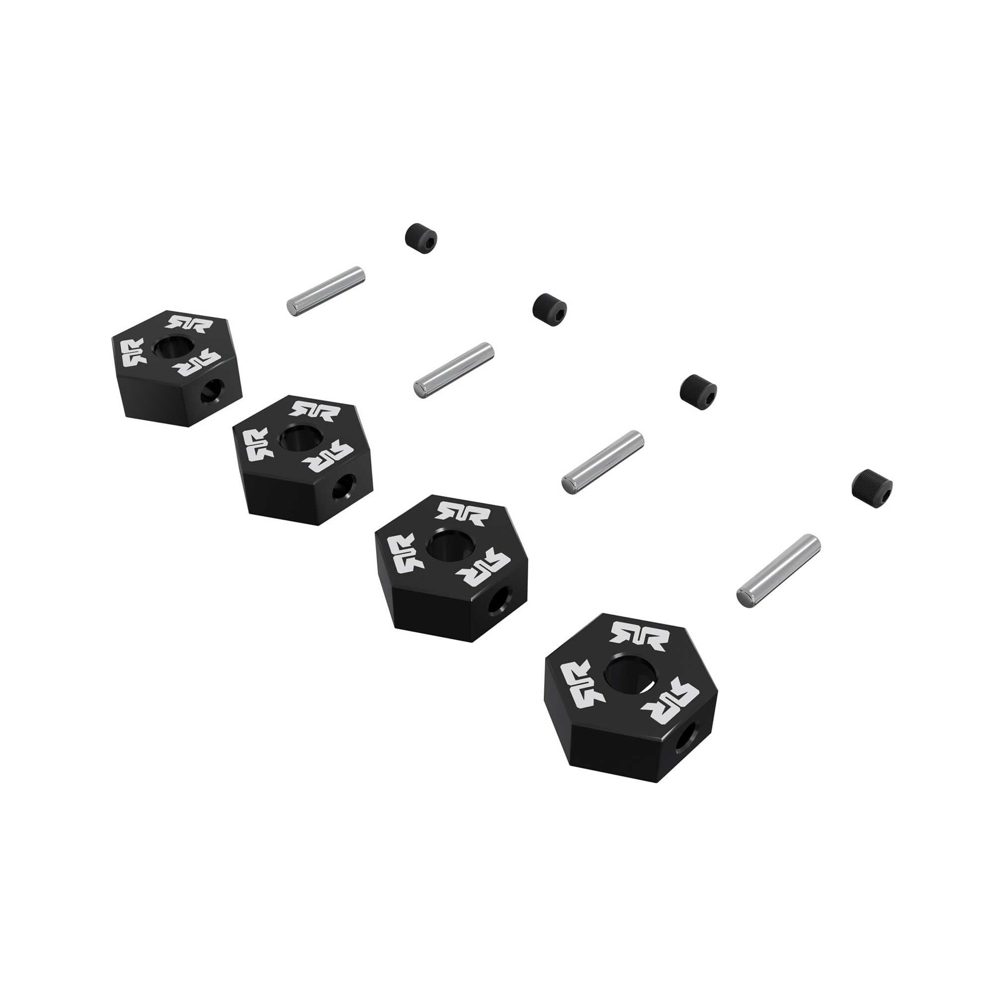ARA-3276 - 4 hexagones alu noir 12 mm Arrma Mini Kraton 1/16