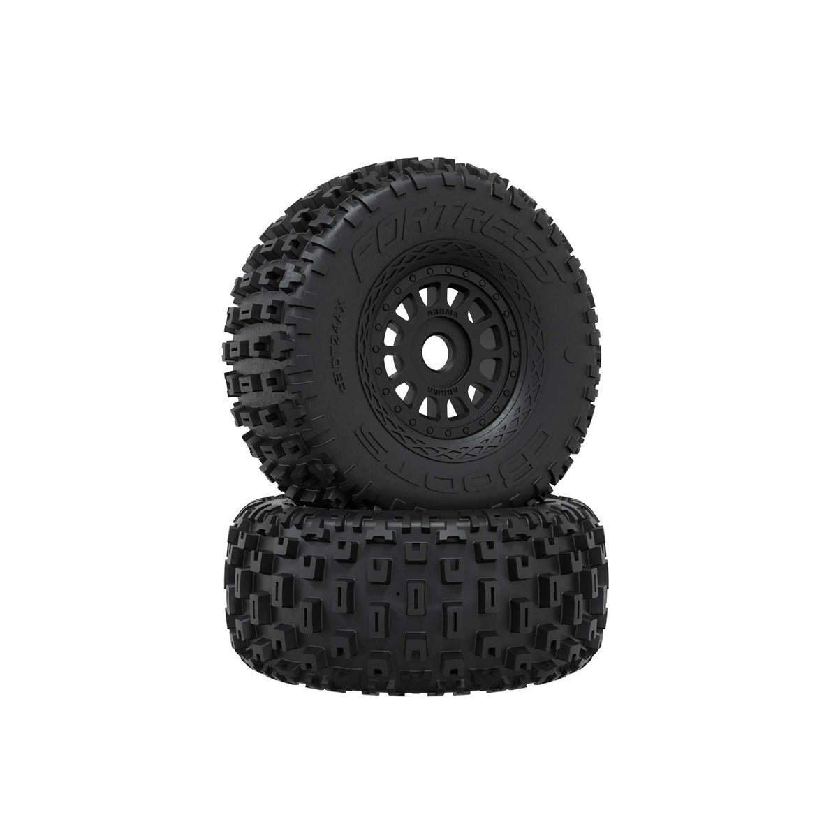 Pneus ARRMA dBOOTS 'FORTRESS' collés noirs (x2) - ARA-4486