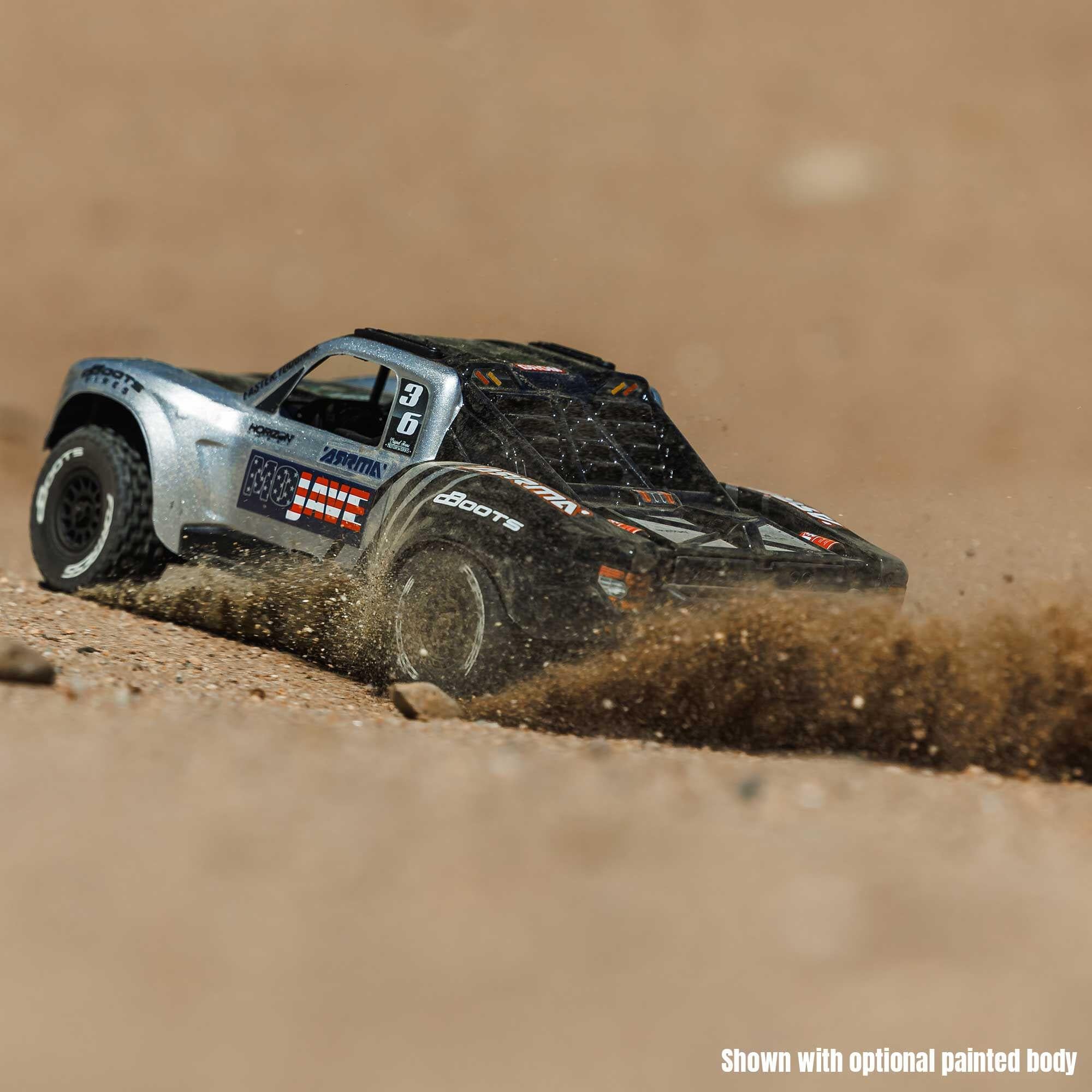 Arrma Mojave Grom Mega 1/16 RTA 4X4 Small Scale Desert Truck RTR transparent/noir