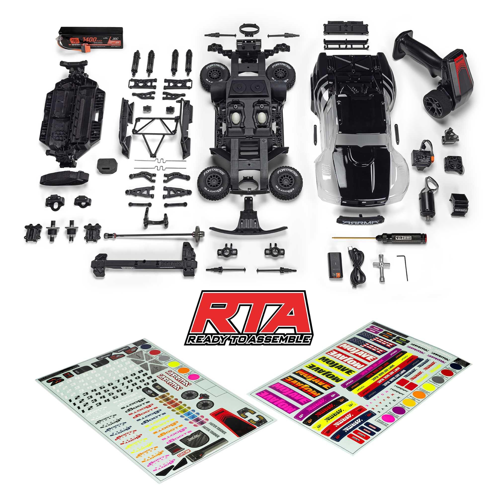 Arrma Mojave Grom Mega 1/16 RTA 4X4 Small Scale Desert Truck RTR transparent/noir
