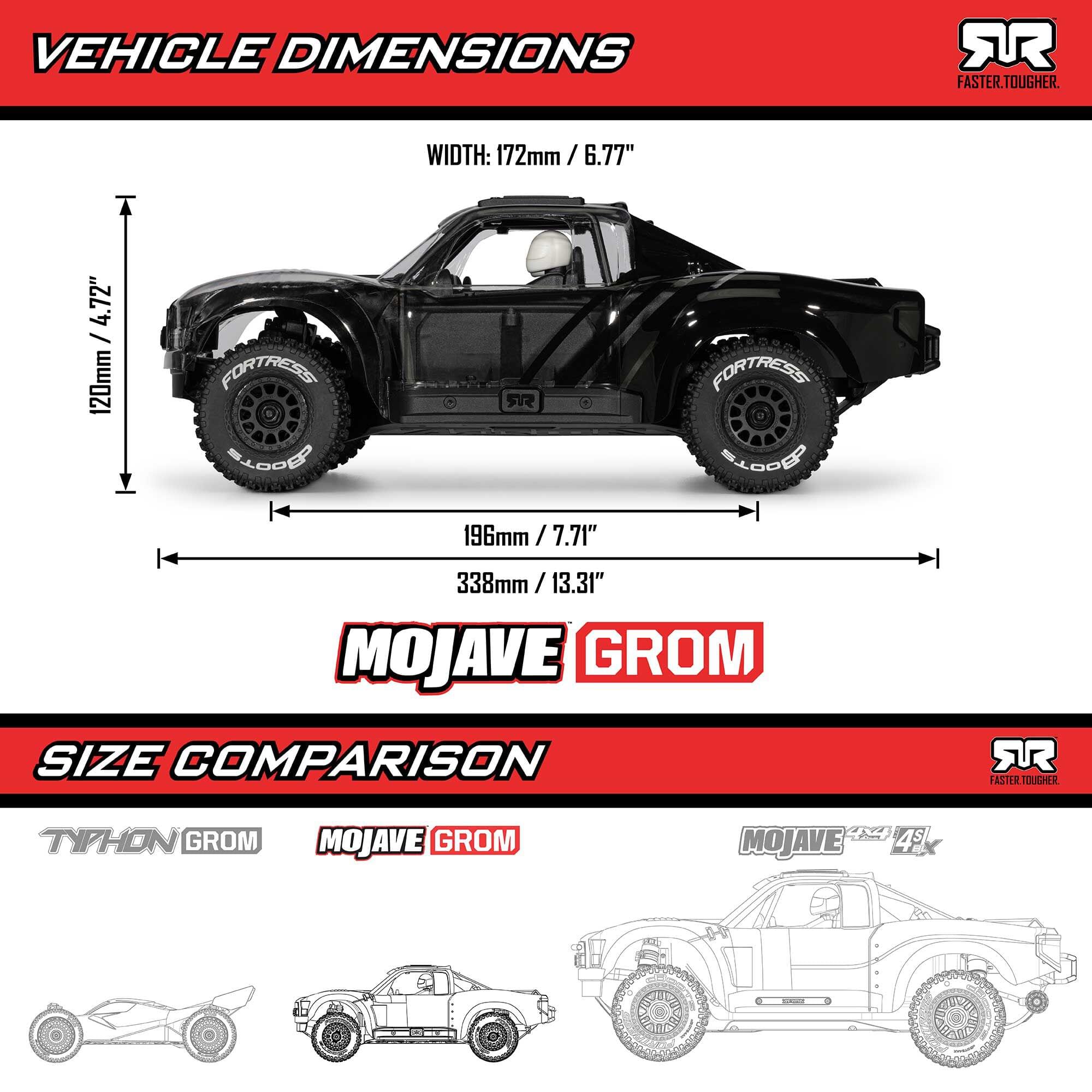 Arrma Mojave Grom Mega 1/16 RTA 4X4 Small Scale Desert Truck RTR transparent/noir