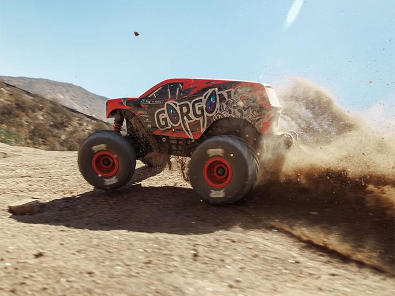Arrma Monster Truck Gorgon GROM charbon 4X4 RTR 1/16 rouge - ARA2130T2