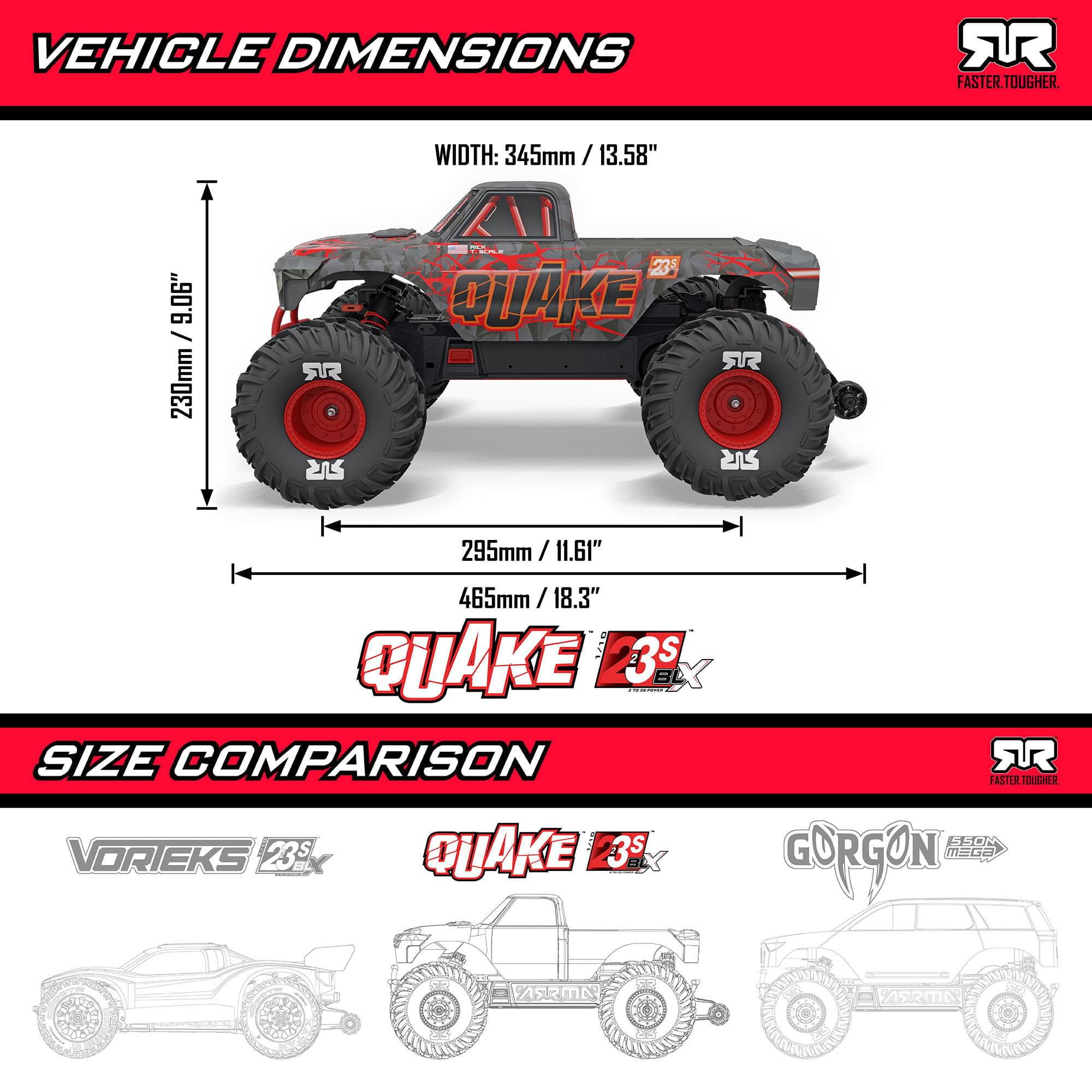 Arrma Monster Truck QUAKE 223S DSC 2WD RTR Brushless 1/10 vert - ARA3537T2