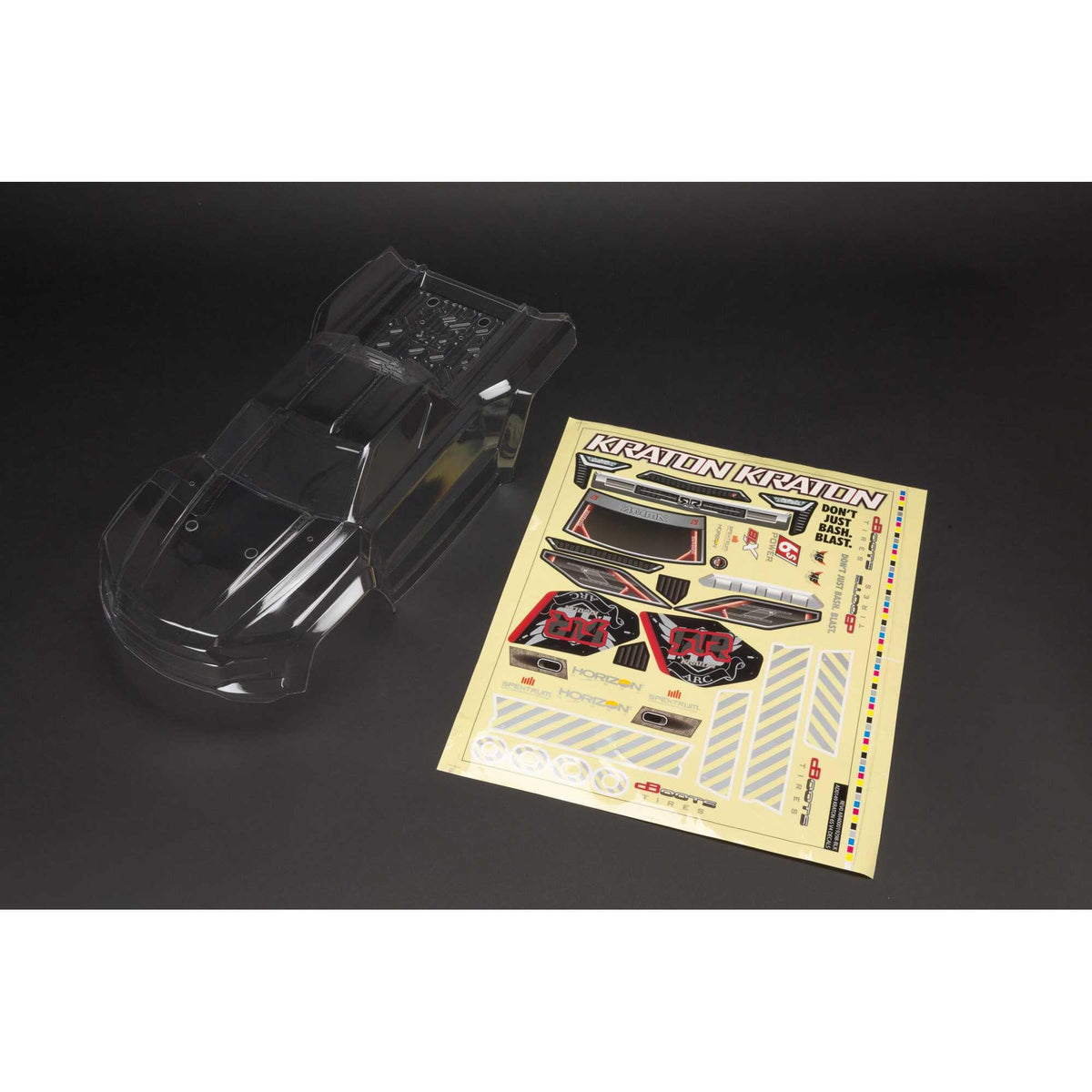 Carrosserie transparente Arrma Kraton 4X4 1/10 avec autocollants - ARA402213 - Breizh Modélisme.