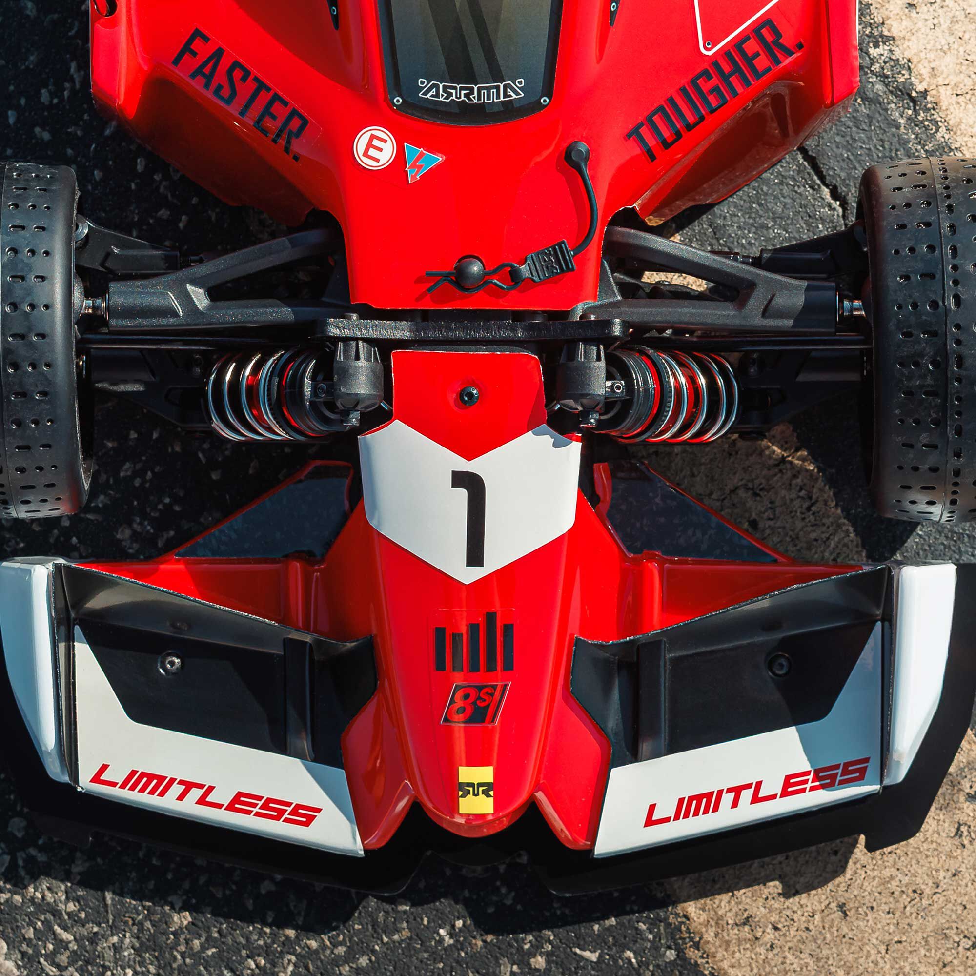 Formule 1 Limitless ARRMA 1/7 8S AVC 4X4 RTR Brushless Rouge/Noir - ARA7816T1
