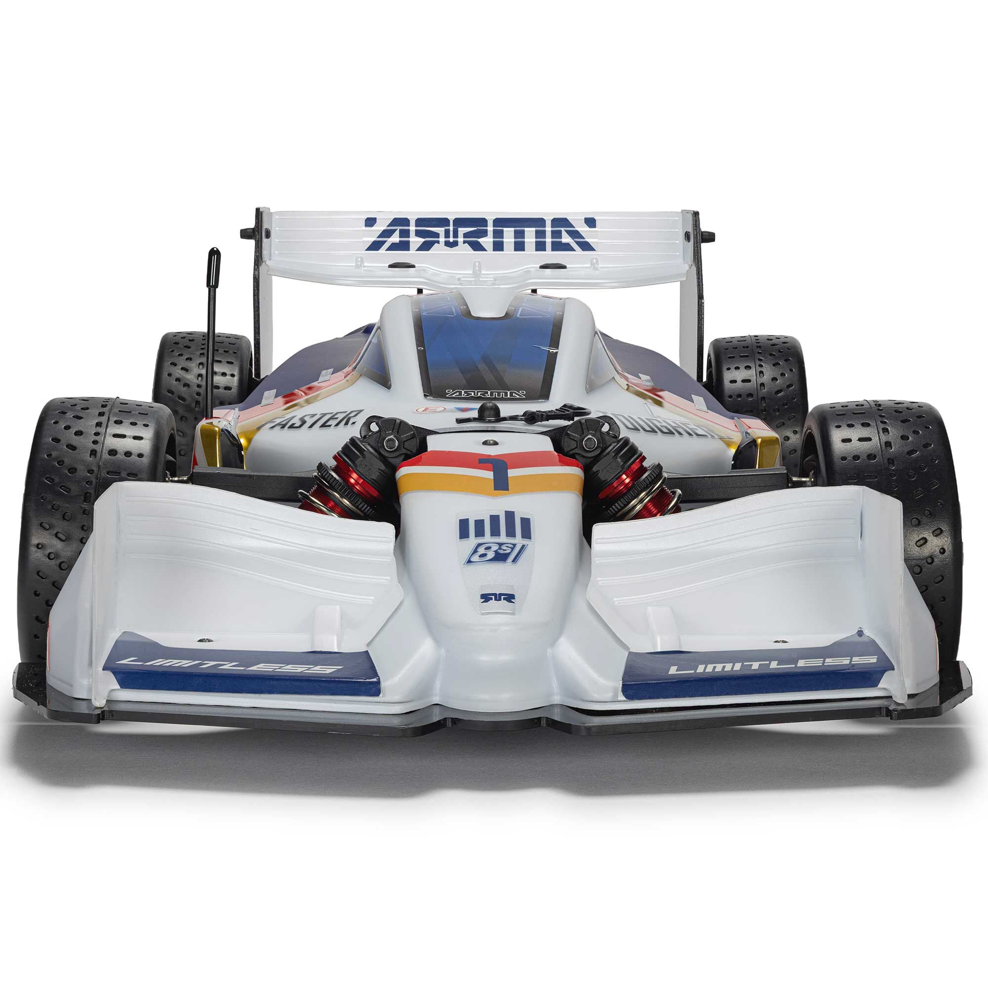 Formule 1 Limitless ARRMA 1/7 8S AVC 4X4 RTR Brushless Blanc/Bleu - ARA7816T2
