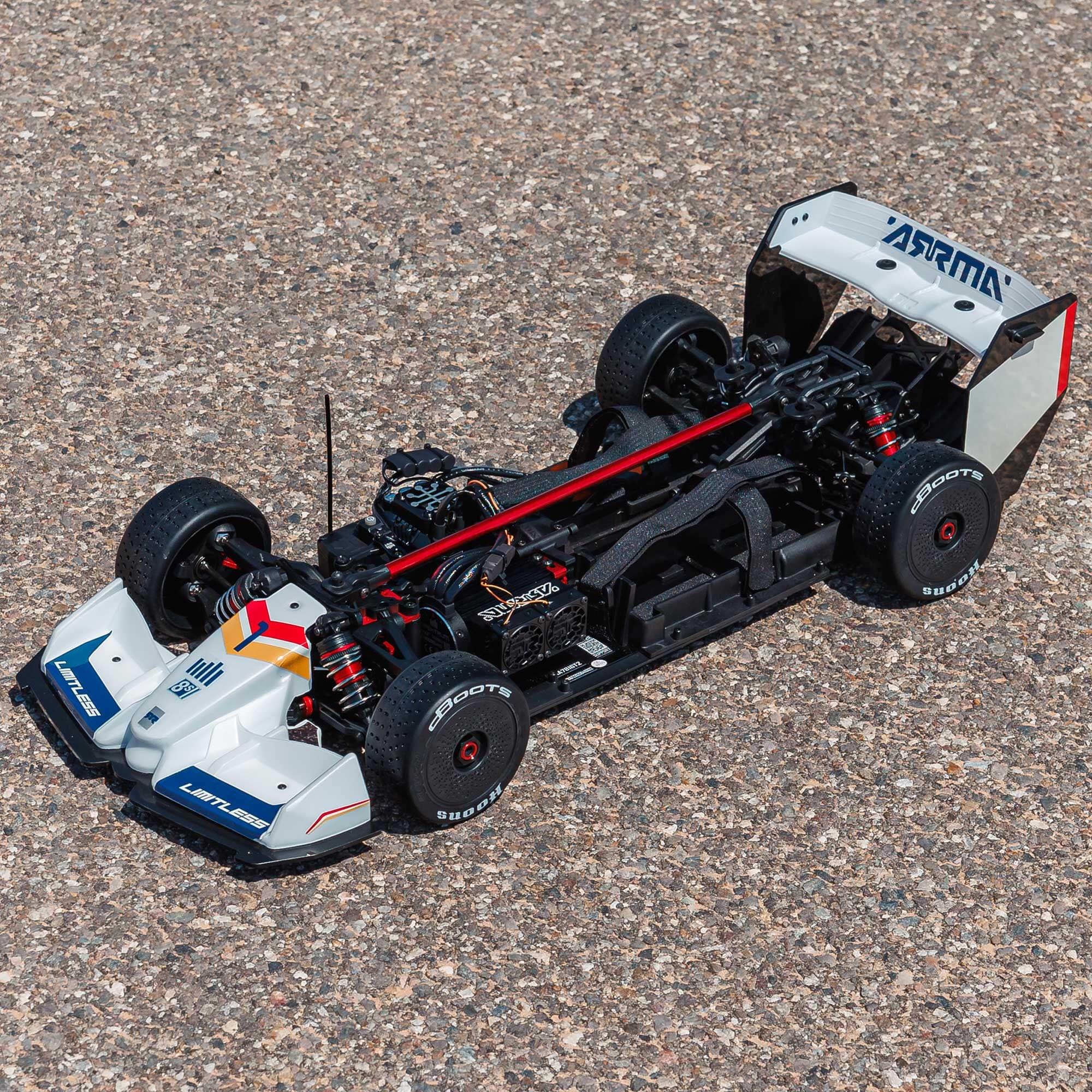 Formule 1 Limitless ARRMA 1/7 8S AVC 4X4 RTR Brushless Blanc/Bleu - ARA7816T2