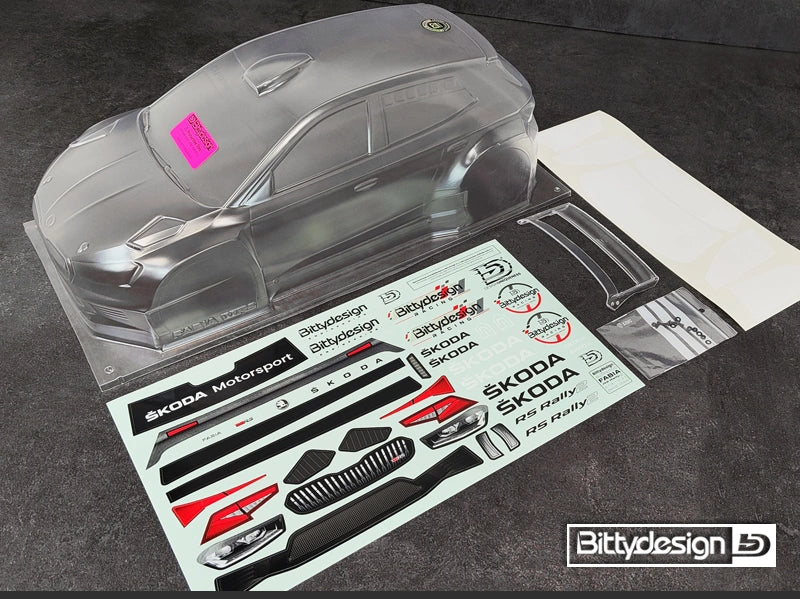 Carrosserie transparente SKODA Fabia RS Rally2 1/10 - BDRX-190FRS2H - Breizh Modélisme.