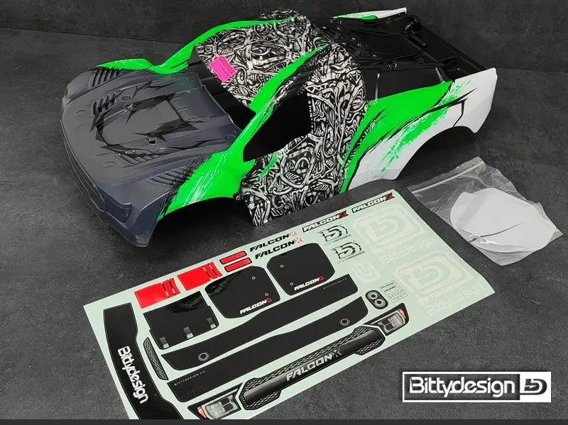 Carrosserie FALCON-X Vert pour Traxxas UDR Prédécoupé 1,5 mm - BDTRX7-FLCK-PPG - Breizh Modélisme.