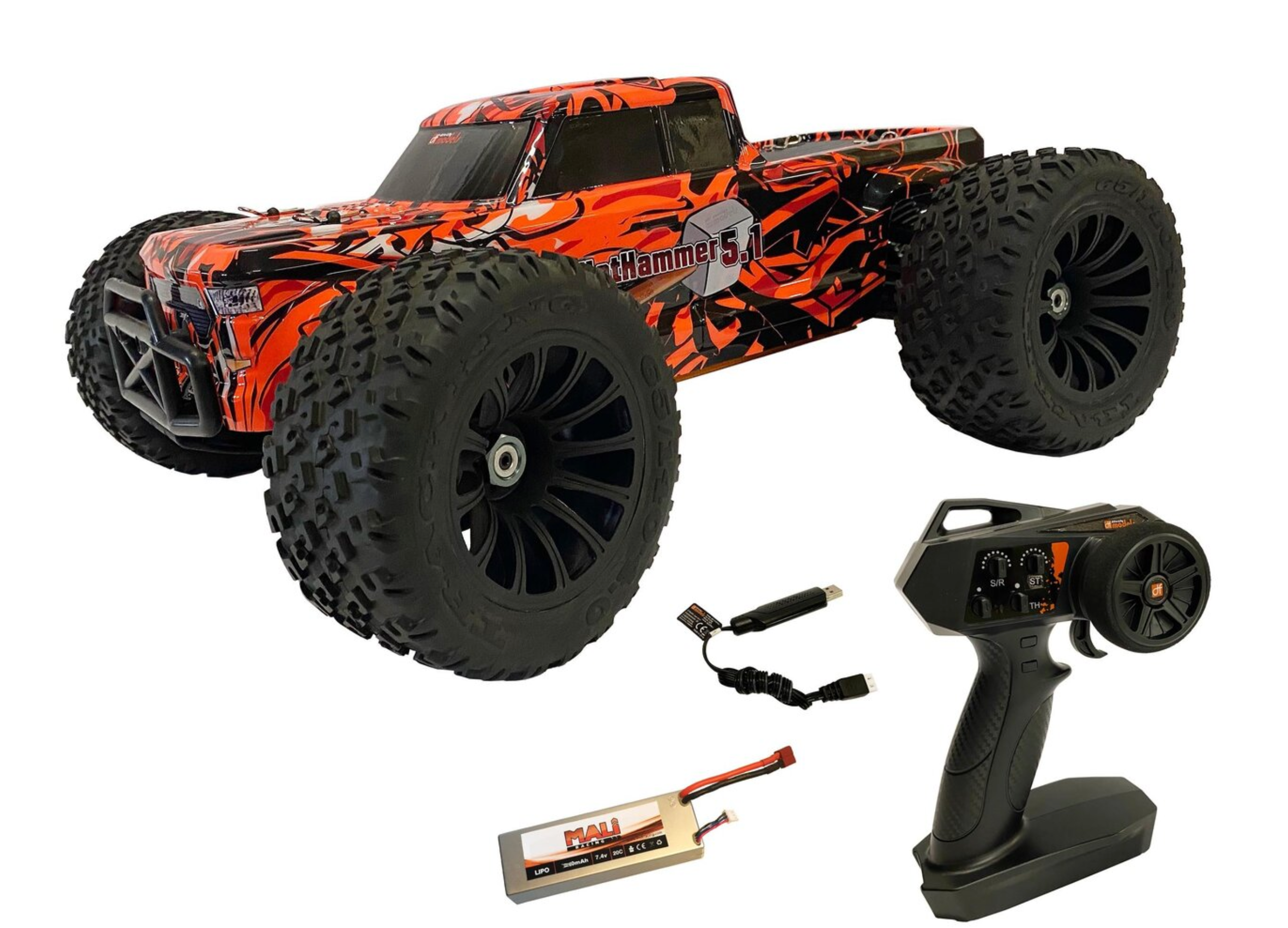 DF Models Monster 1/8 Big Hammer 5.1 Brushless Tout Terrain RTR 70km/h - 3199 - Breizh Modélisme.